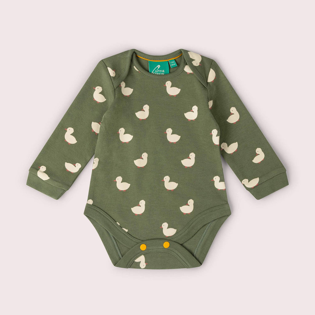 Organic Cotton Bodysuit 2 Pack - Olive Green, Ducks