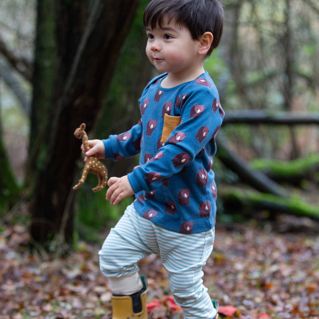Organic Cotton T-Shirt & Jogger Playset - Blue, Bears