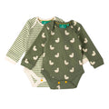 Organic Cotton Bodysuit 2 Pack - Olive Green, Ducks