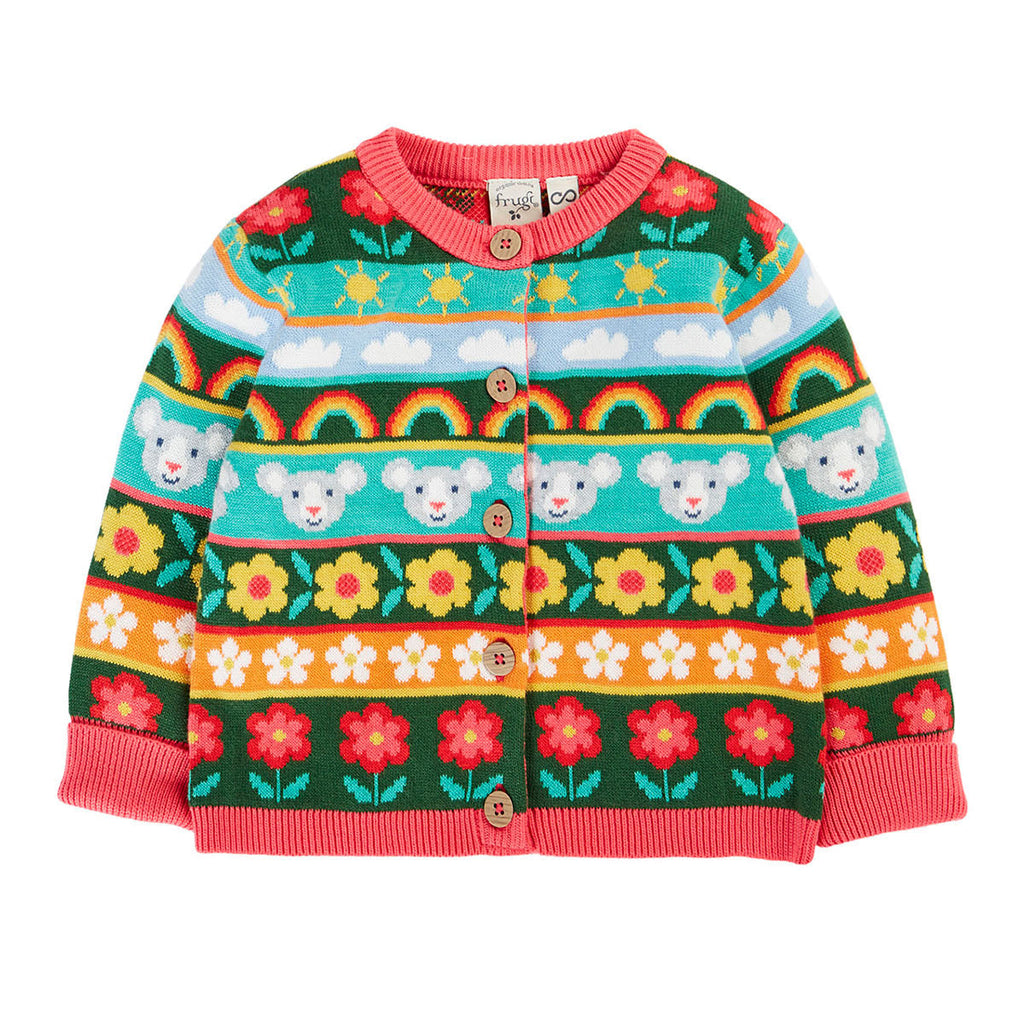 Organic Cotton Fair Isle Cardigan - Mouse