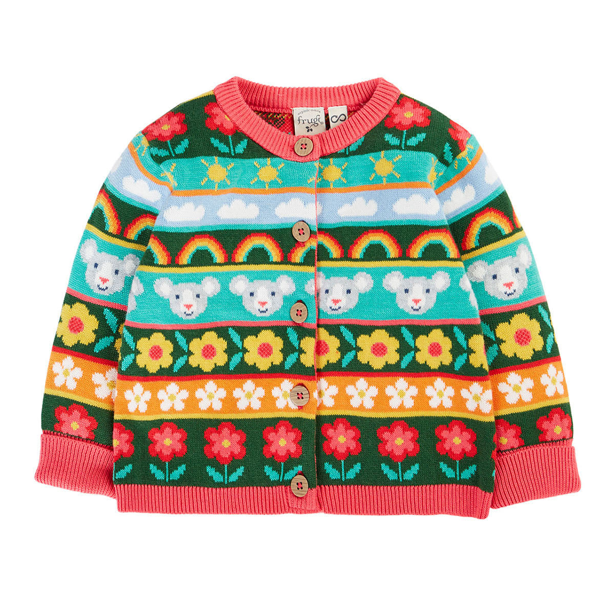 Organic Cotton Fair Isle Cardigan - Mouse