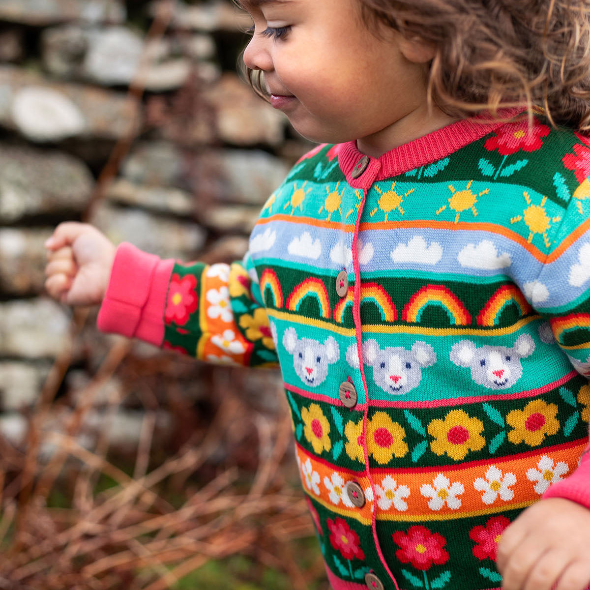Organic Cotton Fair Isle Cardigan - Mouse