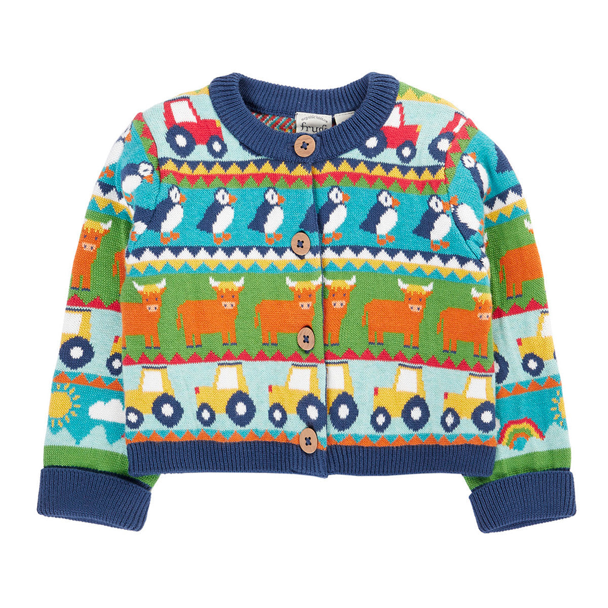Organic Cotton Fair Isle Cardigan - Farm