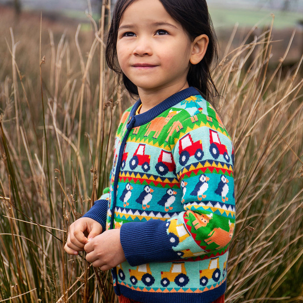 Organic Cotton Fair Isle Cardigan - Farm
