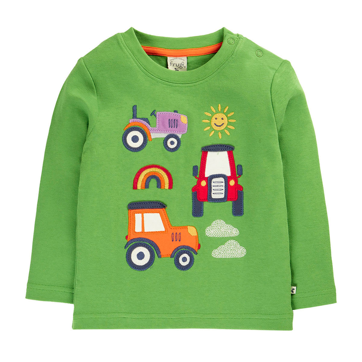 Organic Cotton Long Sleeve T-Shirt - Tractors Appliqué