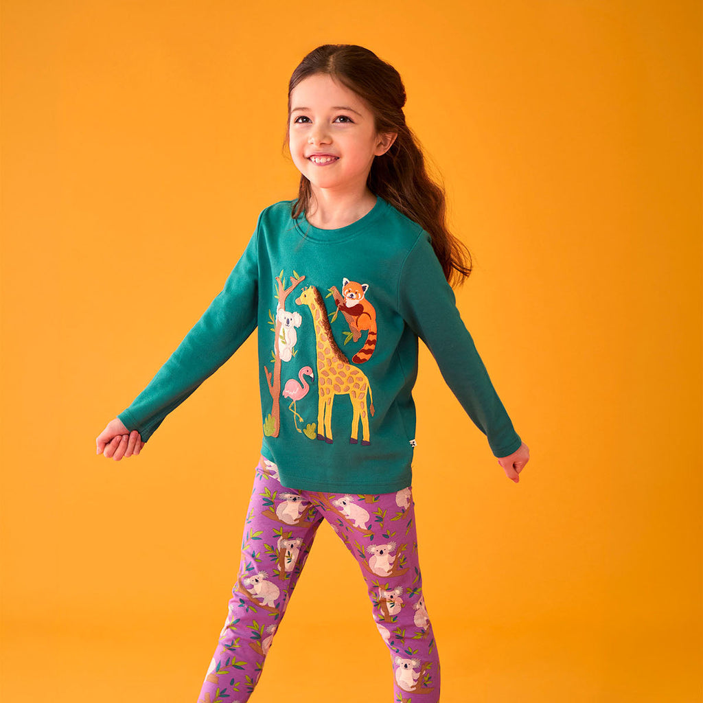 Organic Cotton Long Sleeve T-Shirt - Zoo Animals Appliqué
