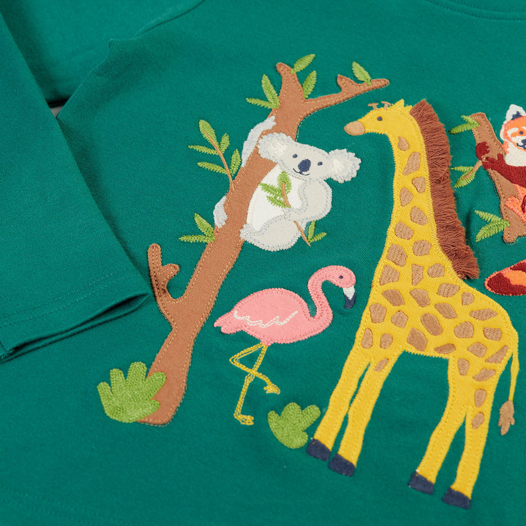 Organic Cotton Long Sleeve T-Shirt - Zoo Animals Appliqué