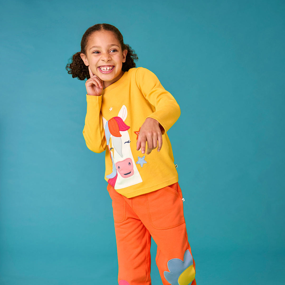 Organic Cotton Long Sleeve T-Shirt - Horse Appliqué