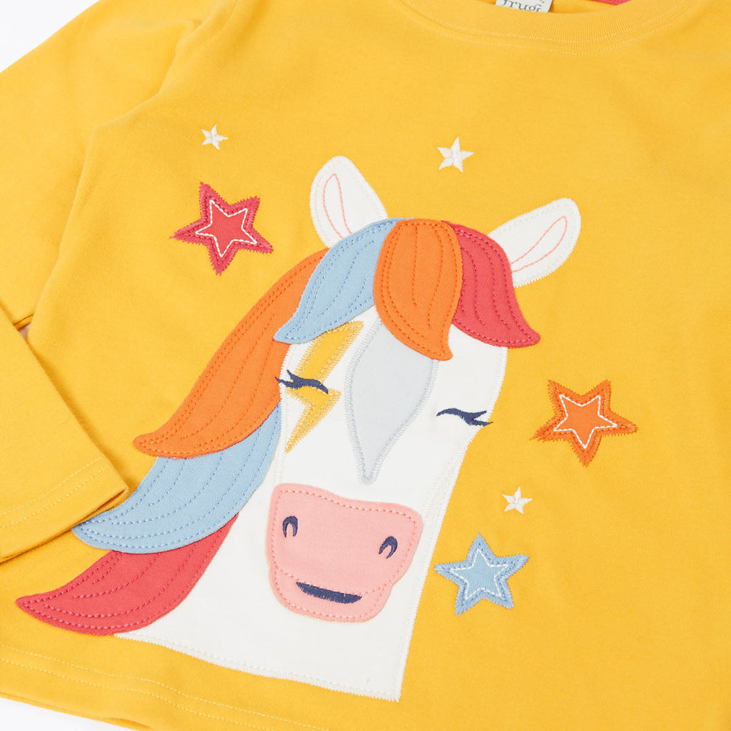 Organic Cotton Long Sleeve T-Shirt - Horse Appliqué