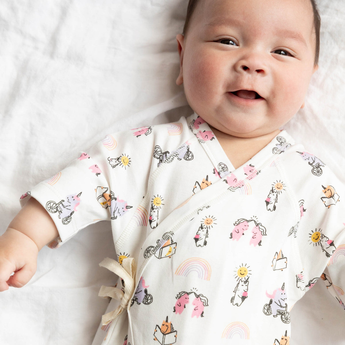 Organic Cotton Kimono Onesie - Unicorn