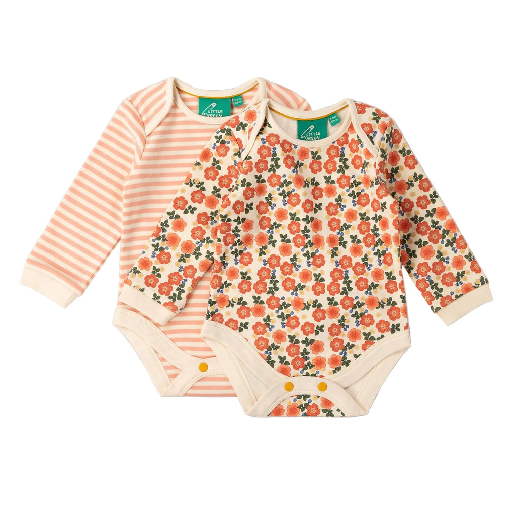 Organic Cotton Bodysuit 2 Pack - Pink, Petals