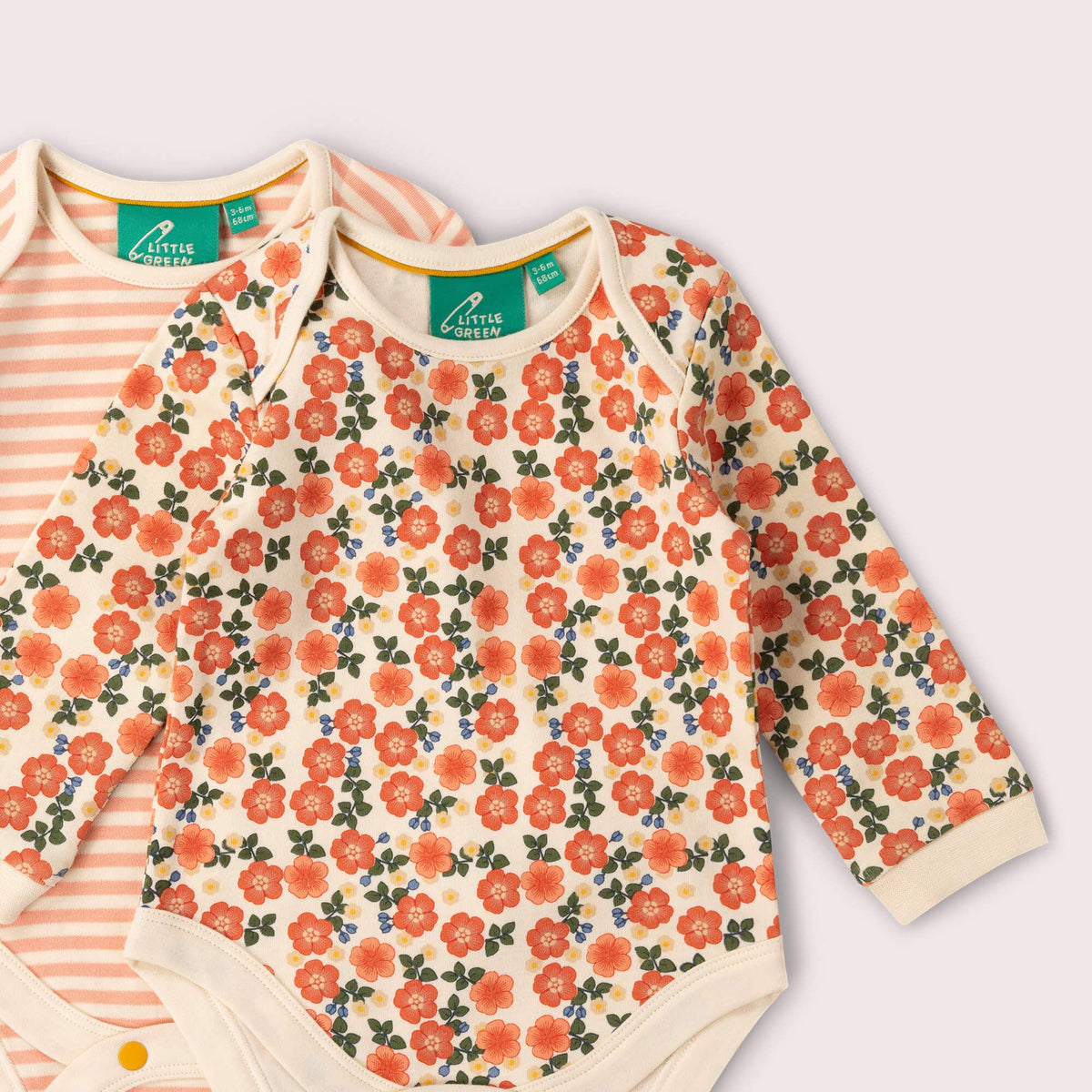 Organic Cotton Bodysuit 2 Pack - Pink, Petals