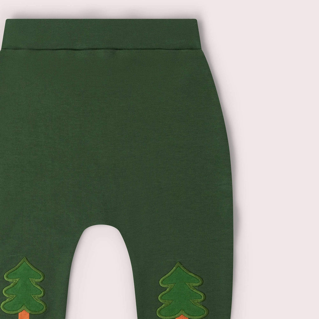Organic Cotton Knee Patch Joggers - Green, Woodland