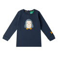 Organic Cotton Long Sleeve T-Shirt - Blue, Penguin Appliqué