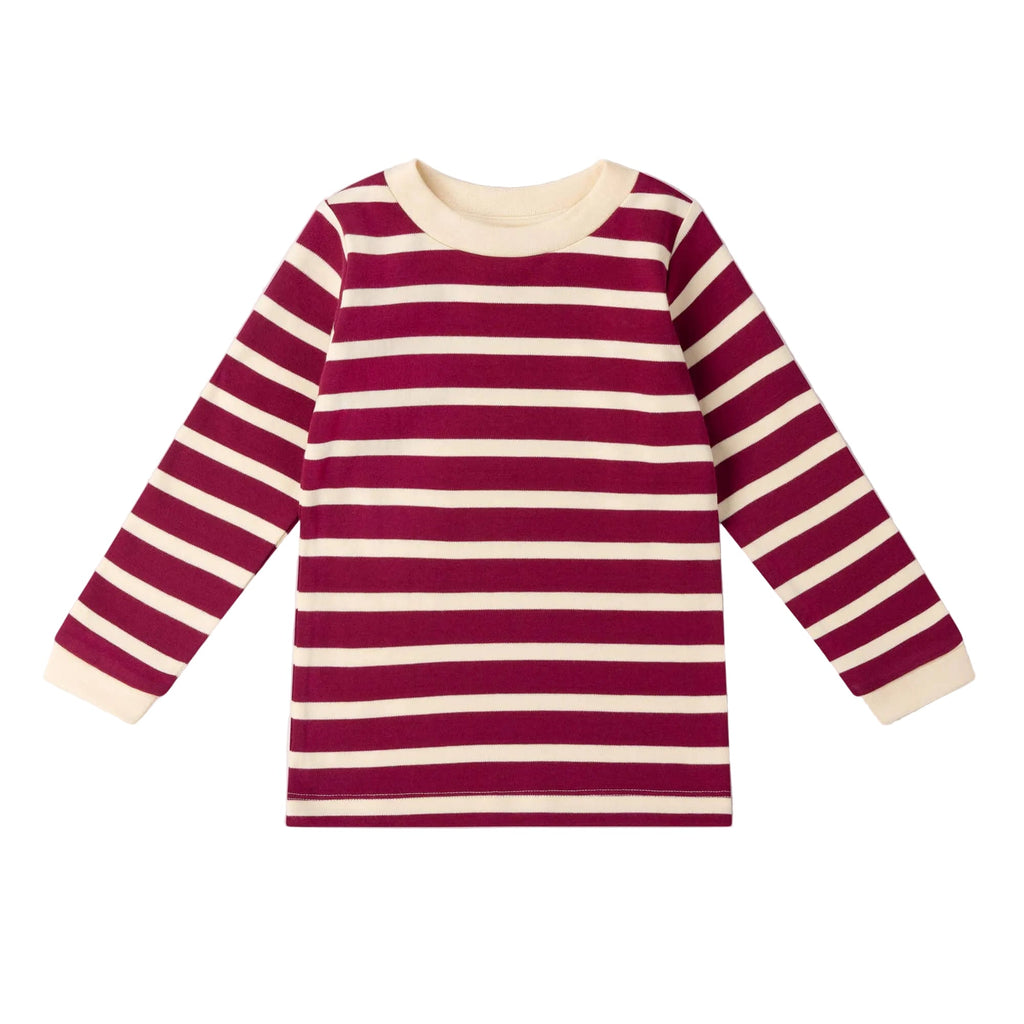 Organic Cotton Long Sleeve T-Shirt - Berry, Striped